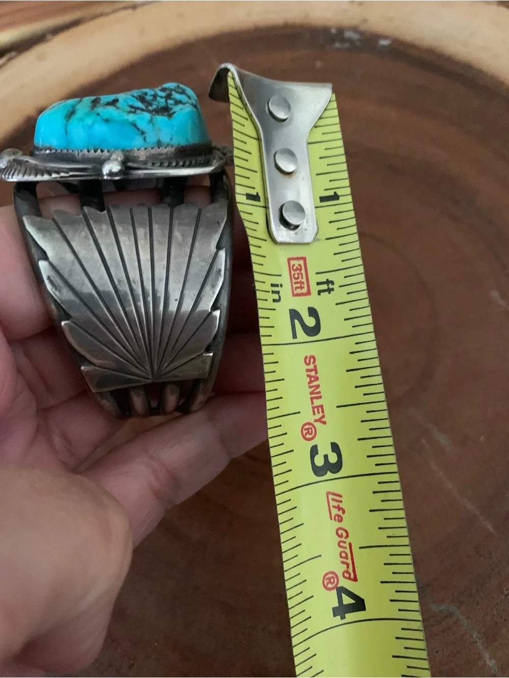 Vintage Turquoise Cuff
Bracelet Navajo Style Sterling
Silver Signed J Charley - Picture 9 of 11